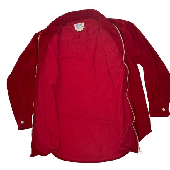 Vintage 90s SOHO Compagnie Red Zip Up Soft Cotton Shirt Jacket Women’s Large - Picture 3 of 8